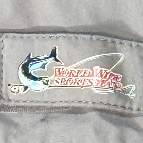 World Wide Sportsman 4XL Gray Short Sleeve Fishing Shirt Vented Front Pockets - Picture 2 of 5